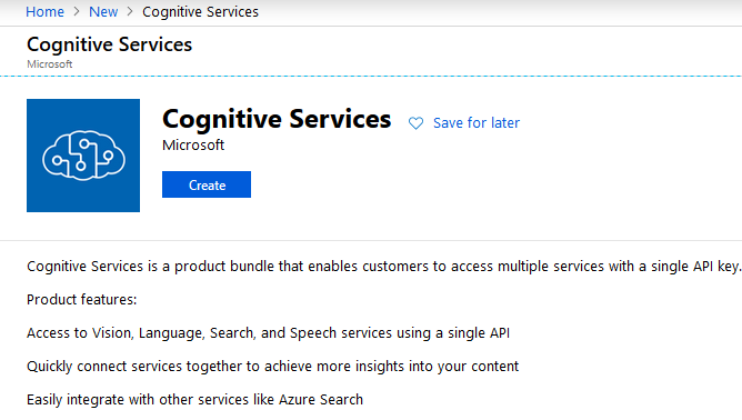 Create cognitive service