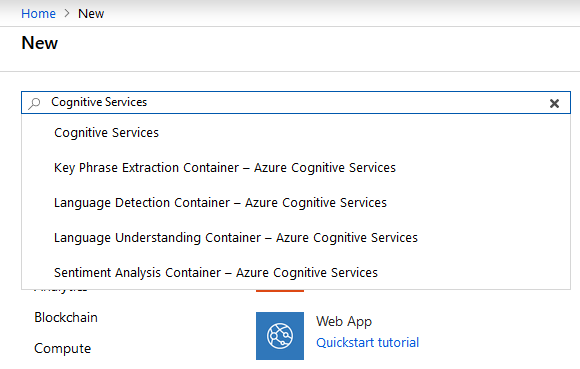 Search cognitive services