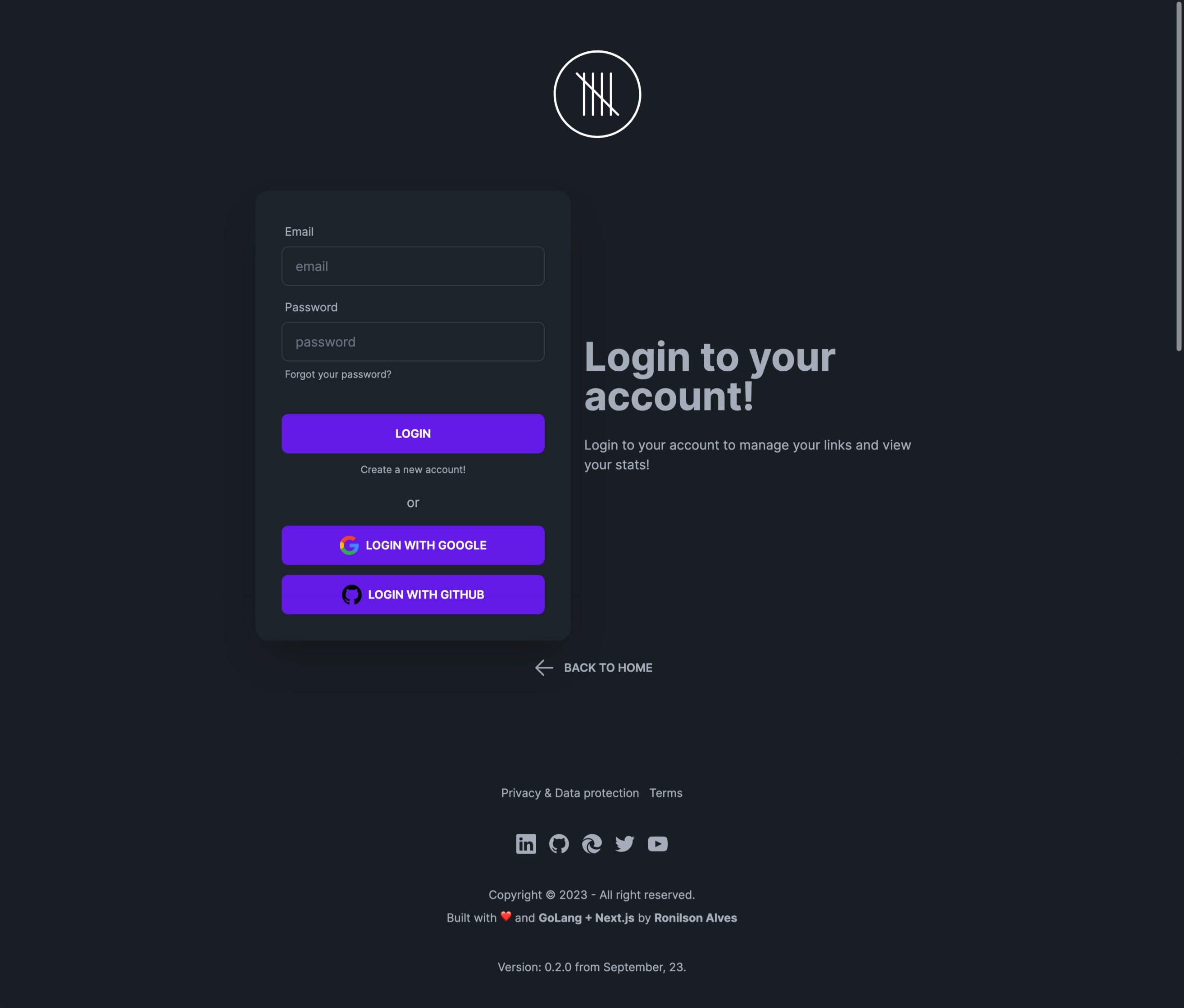 login page