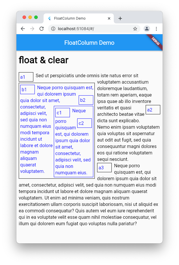 Example with nested FloatColumn widgets