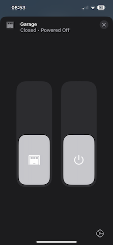 Closed Garage with optional relay switch in Apple Home app