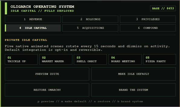 Native screensaver management desk