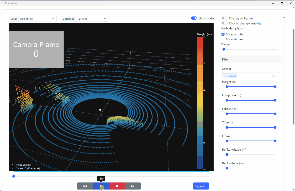 3D scatter plot with filtering and decay