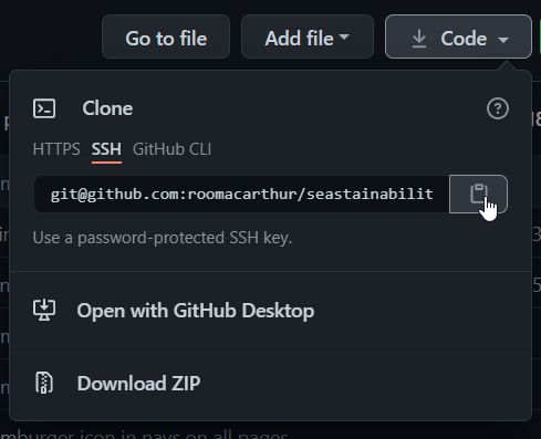 Git clone code options