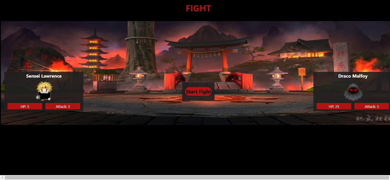 Screenshot of fight page