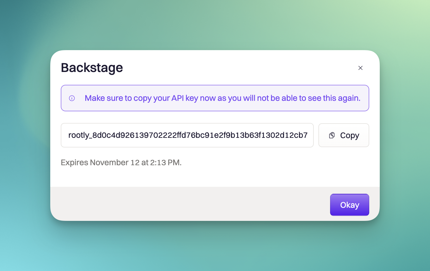 Creating Api Key