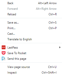 right-click menu