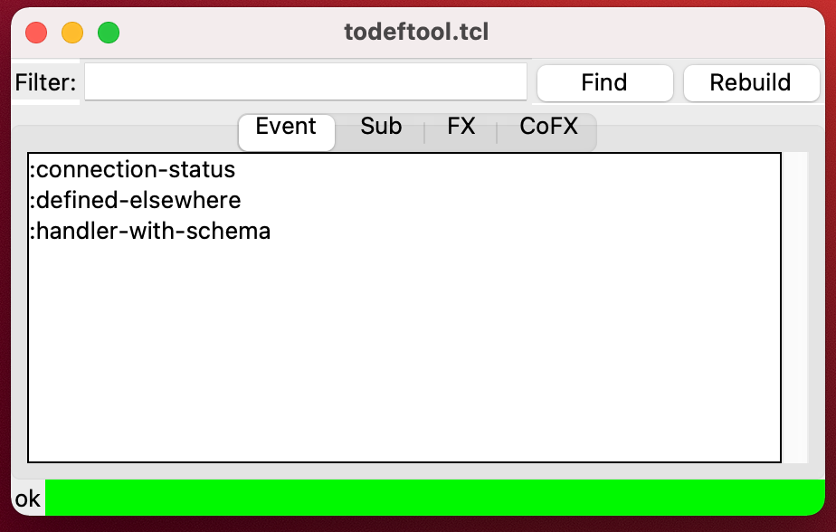 A screenshot of todeftool window.