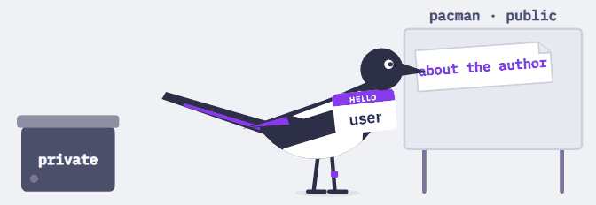 Pica wearing a user badge opens a private box and pins the salary sheet on a public board.