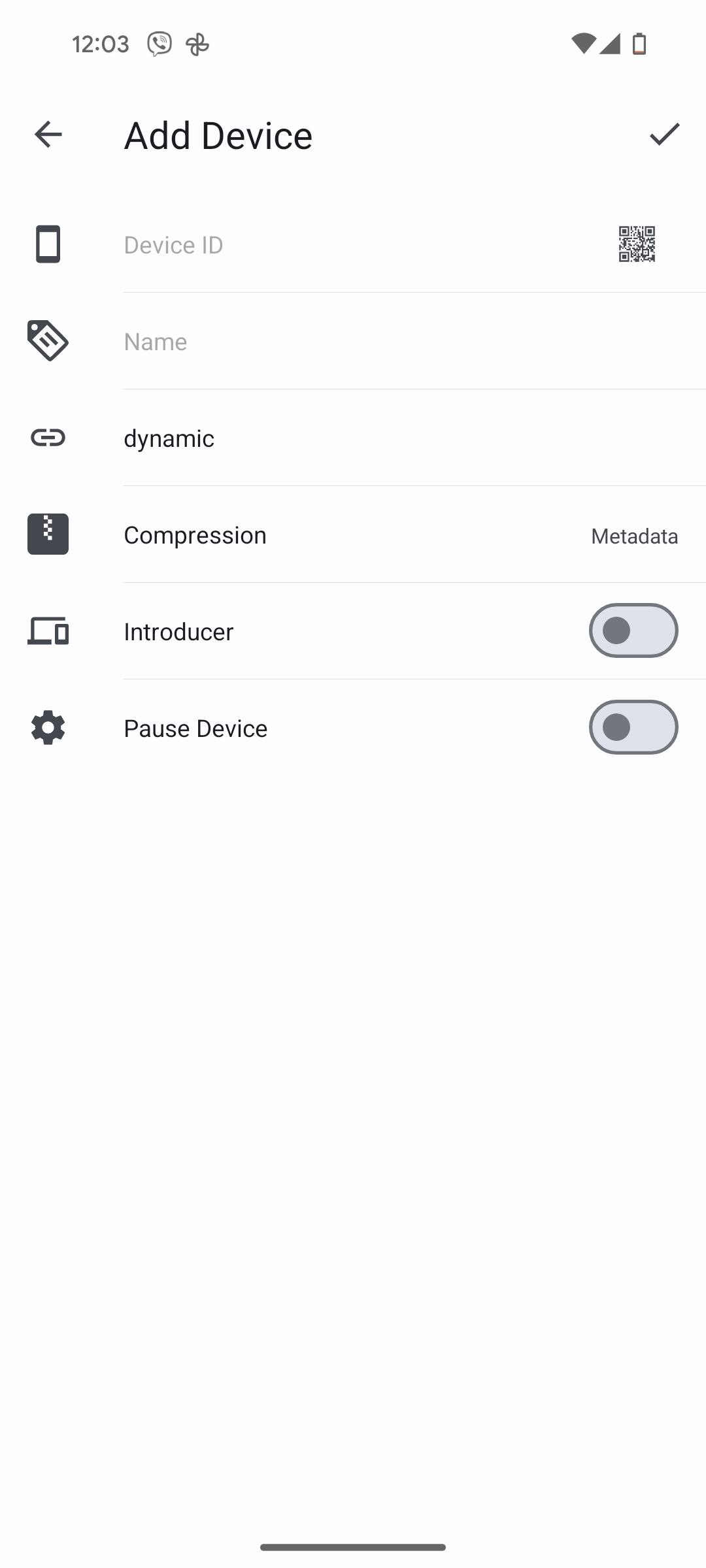 syncthing add device page on your phone