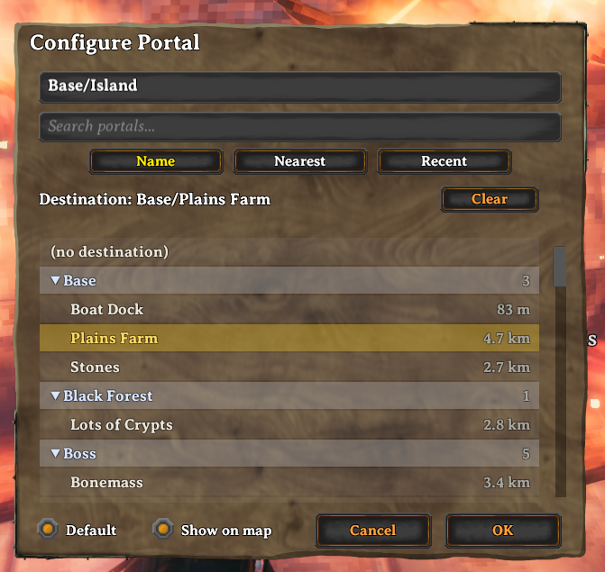 The RossPortals portal panel: a searchable, foldered list of destinations