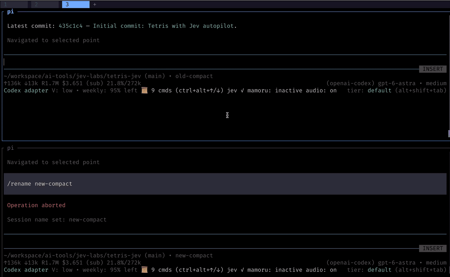 /compact-jev compacting a pi session in under a second