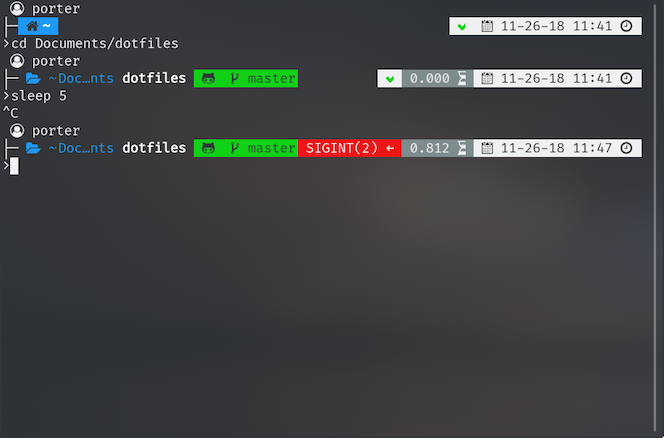 screenshot of the zsh configuration described above on Kali Linux using Konsole