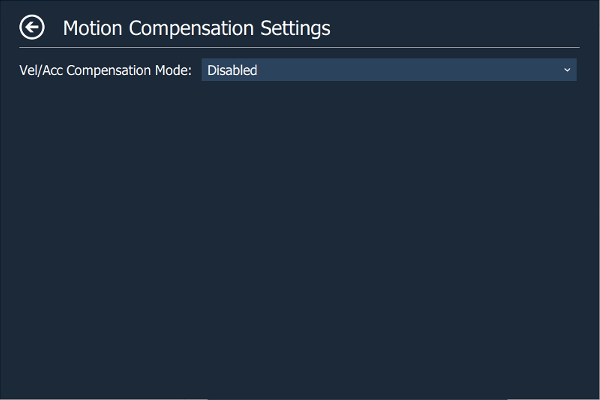 Motion Compensation Settings Page