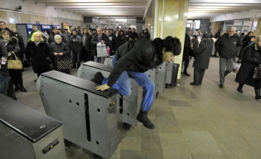 Old-school travelers in Moscow Metro