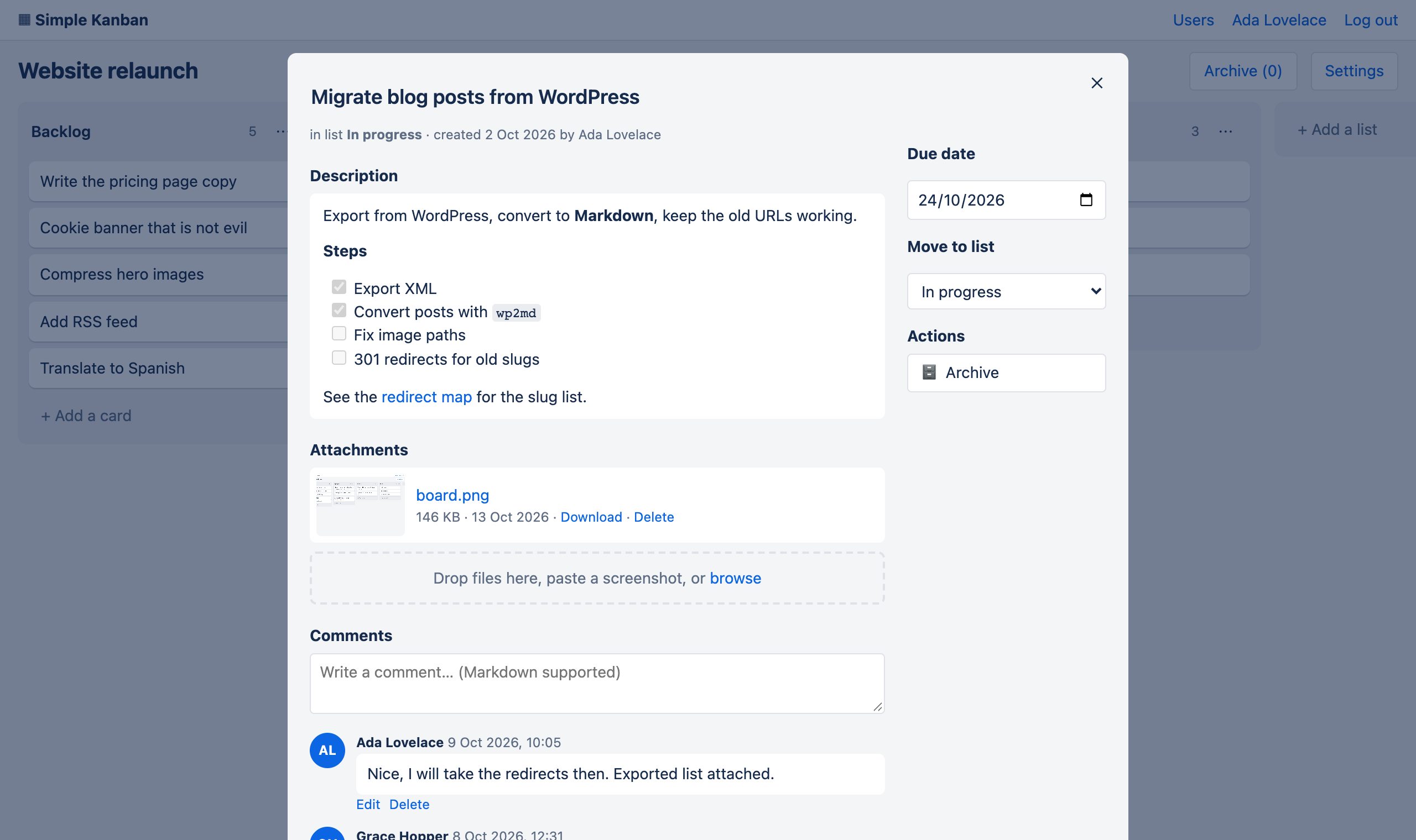 Simple Kanban - A Boring WeKan Alternative