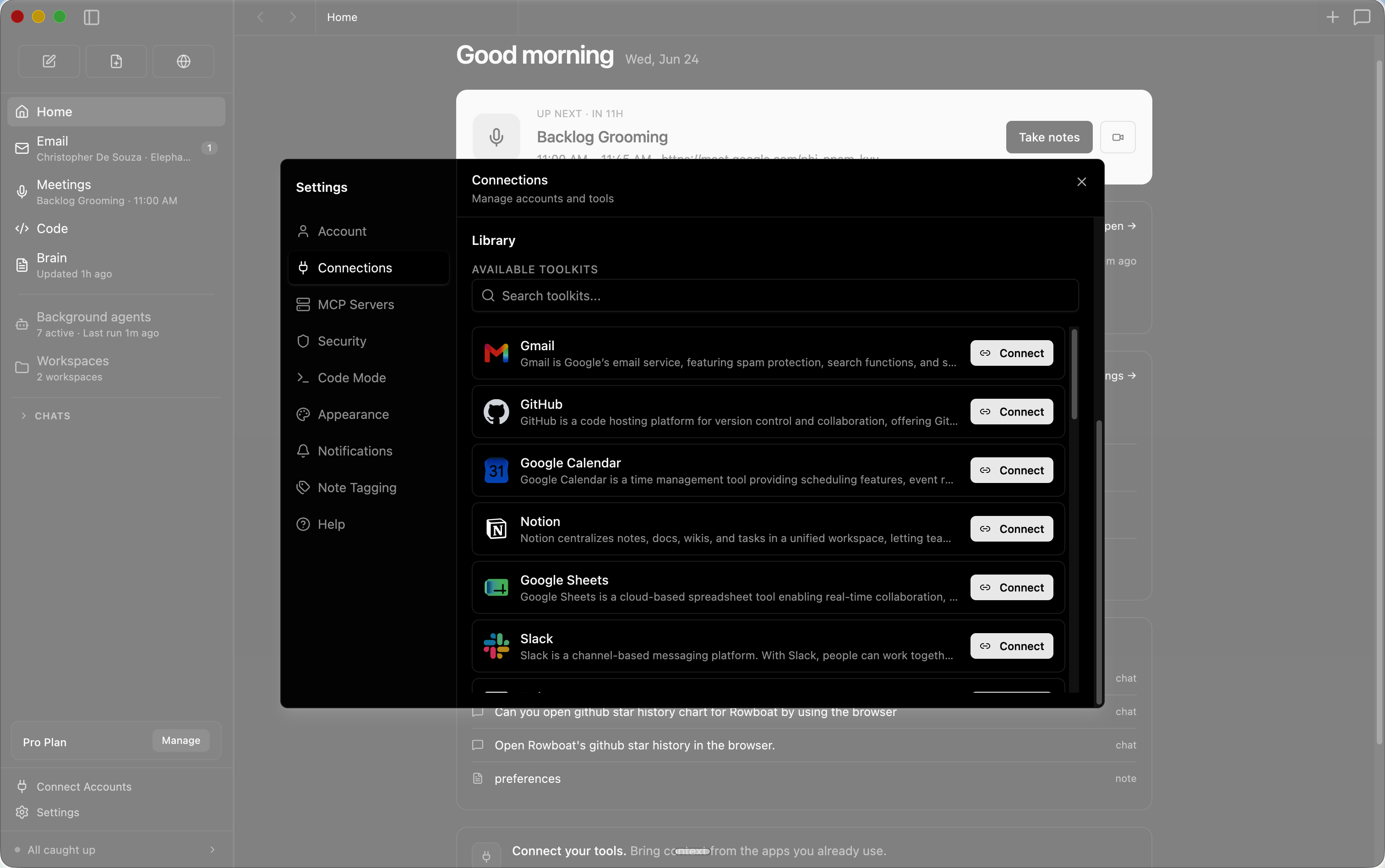 Integrations screenshot