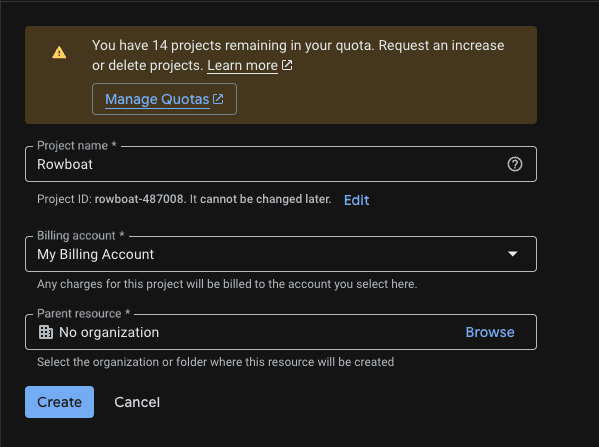Select the new project in the dropdown 