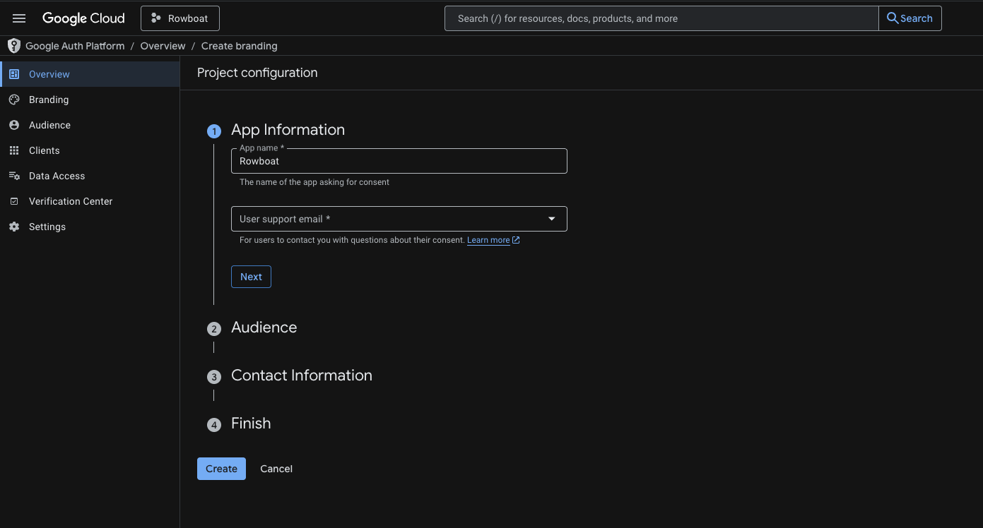 OAuth consent screen