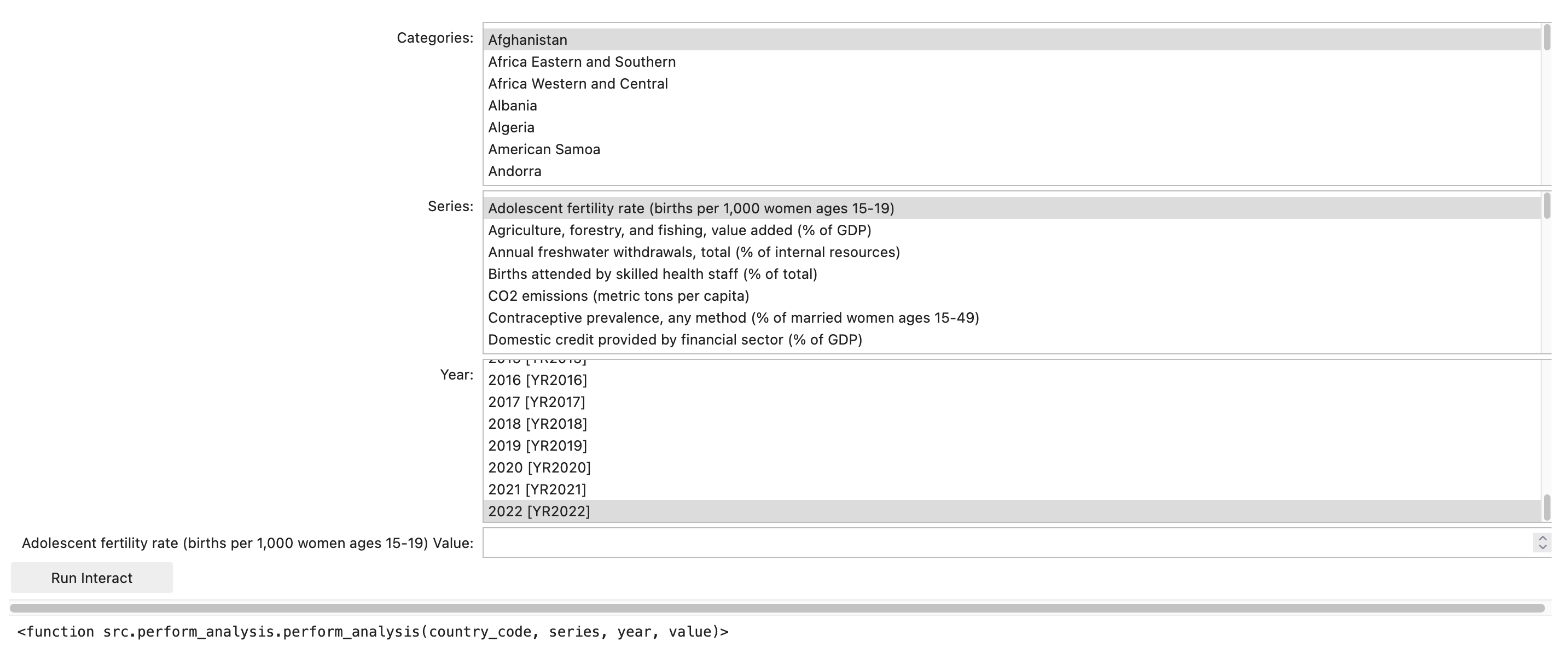 Screenshot of Analysis