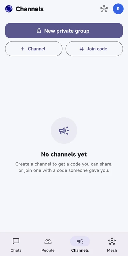 Channels and private groups, joined with a code.