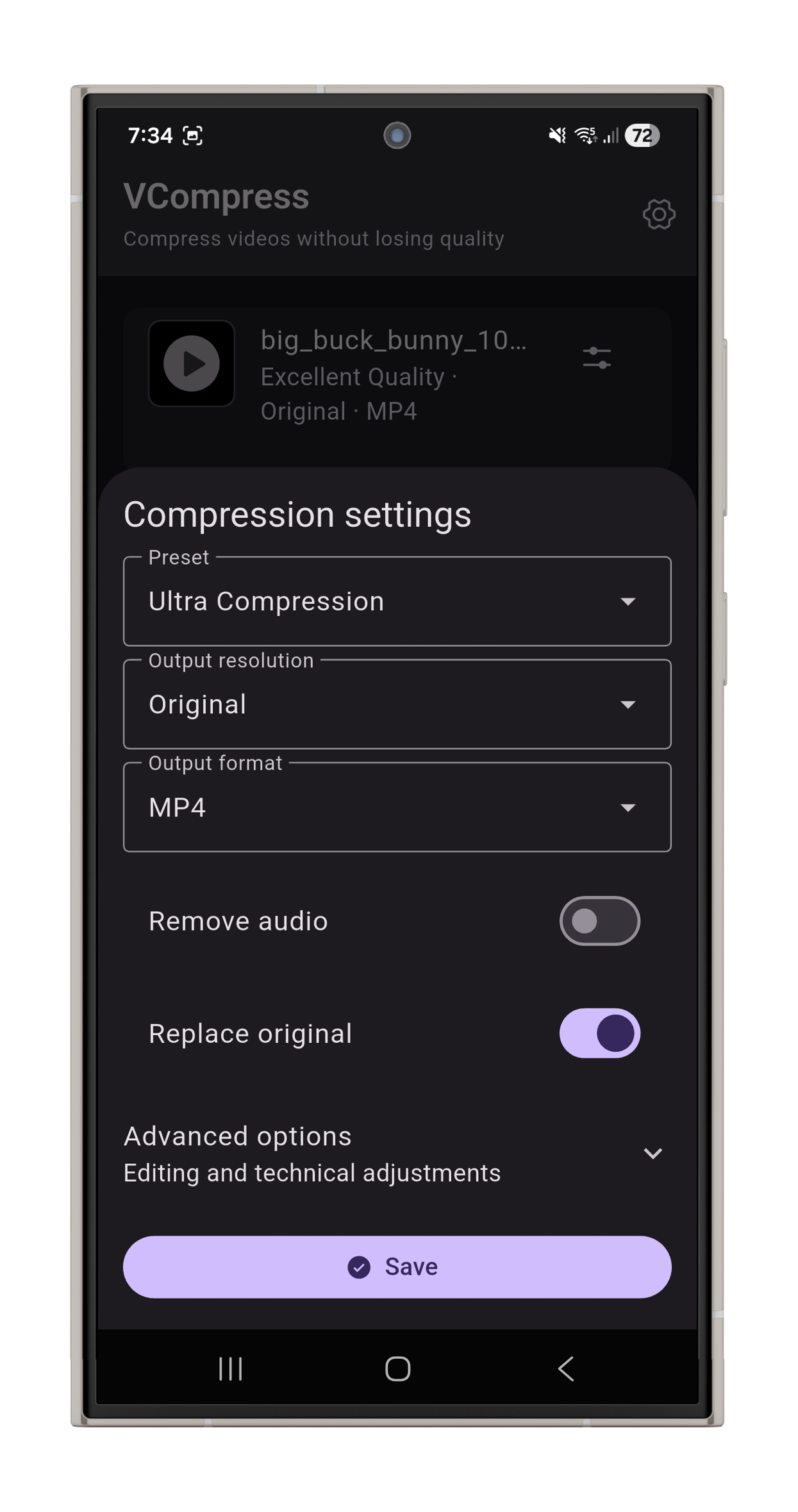 Configuración de Compresión