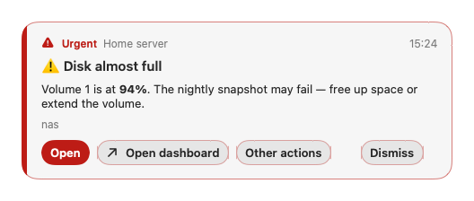 An NtfyBar popup