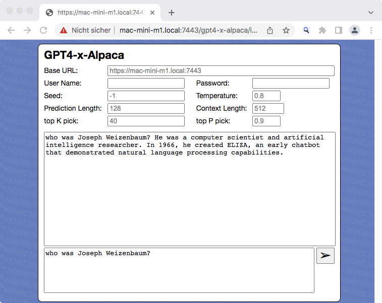 GPT4-x-Alpaca Screenshot
