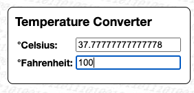 Screenshot of the Temperature Converter Example