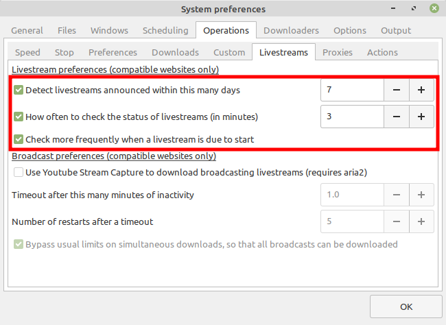 Livestream preferences