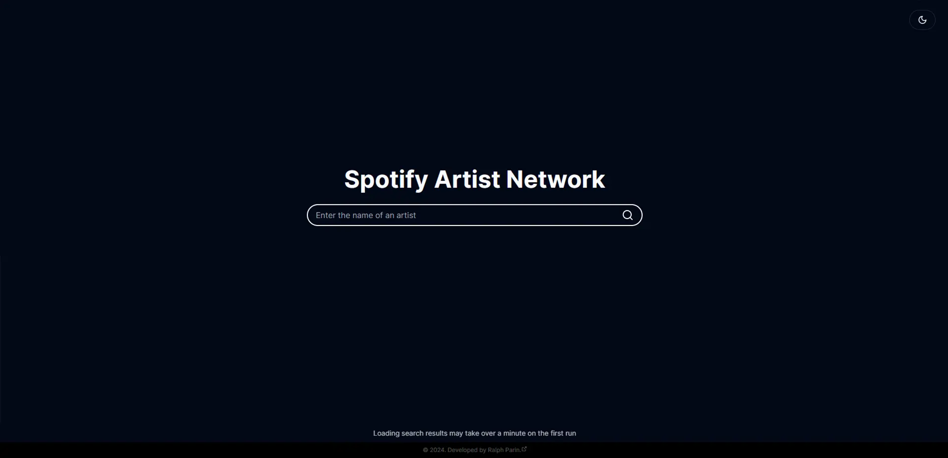 Spotify Artist Network Landing page screenshot