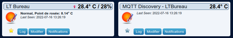 Example of sensor in domoticz