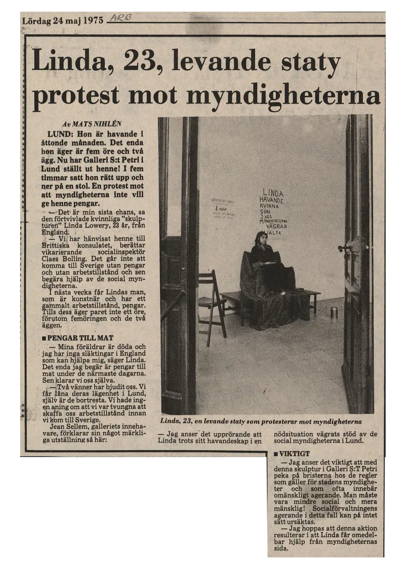 LINDA HAVANDE KVINNA 5 ÖRE 2 ÄGG MYNDIGHETERNA VÄGRAR HJÄLPA 22.05.1975