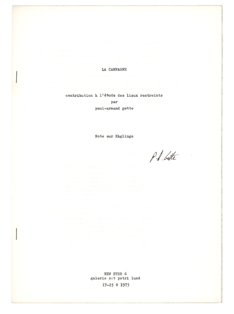 LA CAMPAGNE - SEKVENS 25.08 - 05.09.1973 — Sheet 1