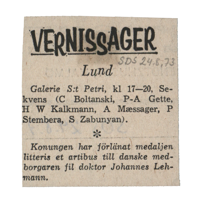 LA CAMPAGNE - SEKVENS 25.08 - 05.09.1973