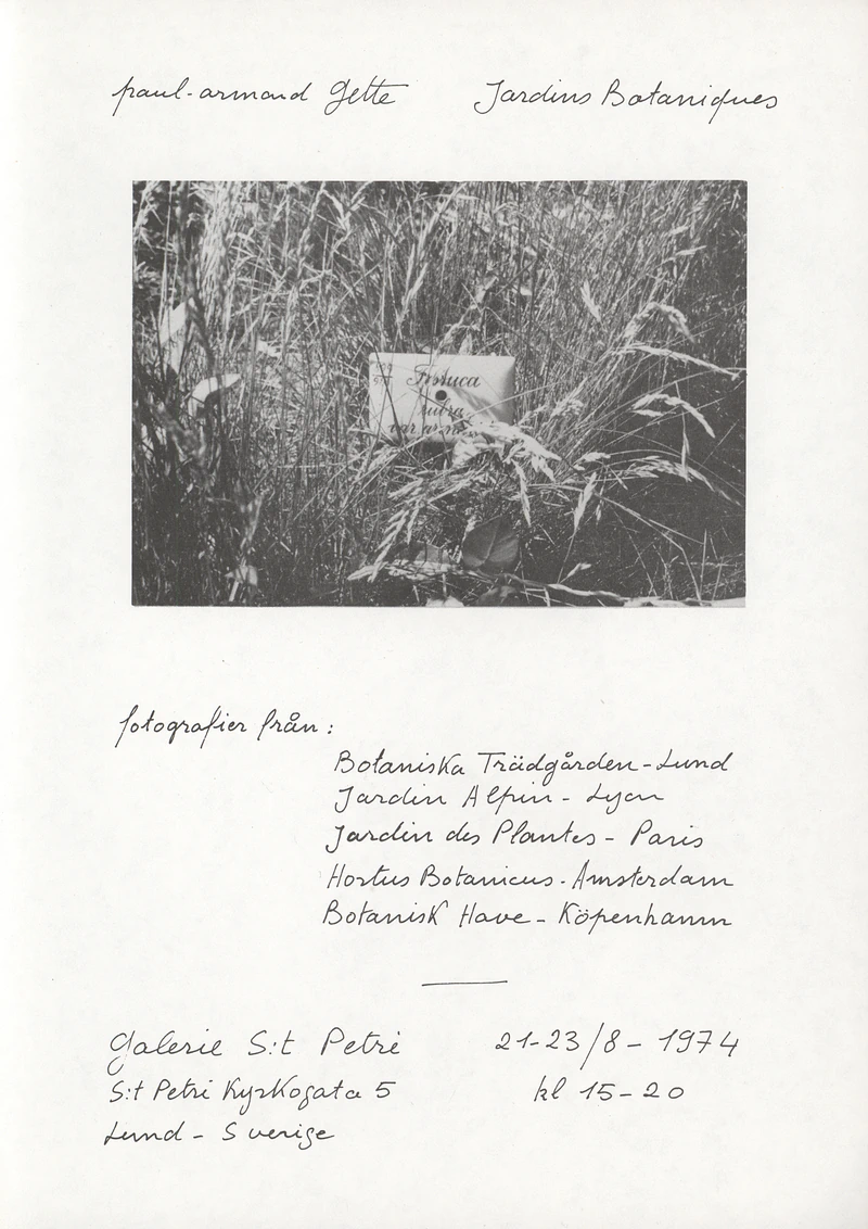 PAUL ARMAND GETTE JARDINS BOTANIQUES 21-23.08.1974
