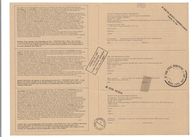 HERVE FISCHER ART ET COMMUNICATION MARGINALE TAMPONS D'ARTISTES 14-26.03.1975 — Sheet 2