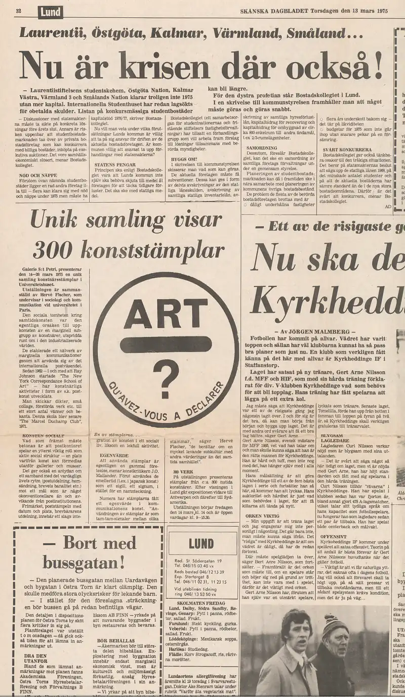 HERVE FISCHER ART ET COMMUNICATION MARGINALE TAMPONS D'ARTISTES 14-26.03.1975