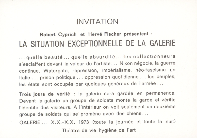 HERVE FISCHER ART ET COMMUNICATION MARGINALE TAMPONS D'ARTISTES 14-26.03.1975
