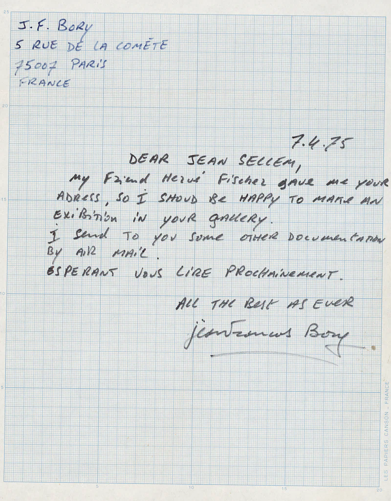 JEAN-FRANÇOIS BORY BILDPOESI 23.03 - 04.06.1975