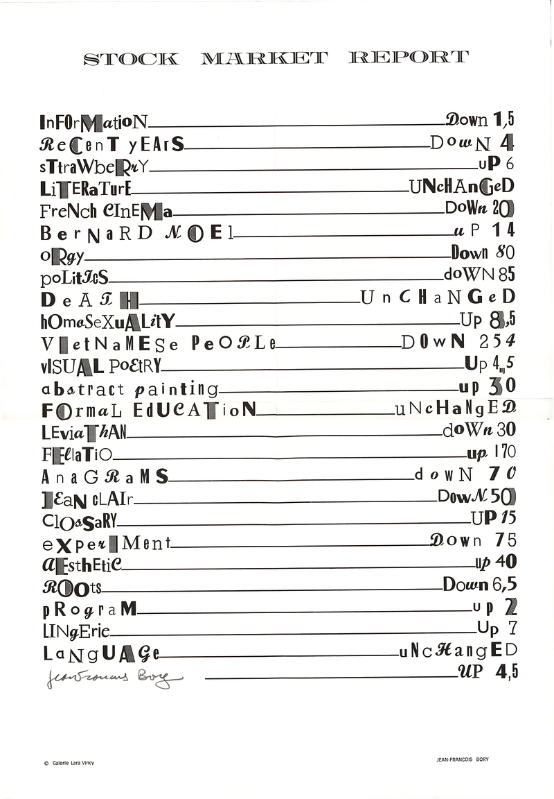 JEAN-FRANÇOIS BORY BILDPOESI 23.03 - 04.06.1975