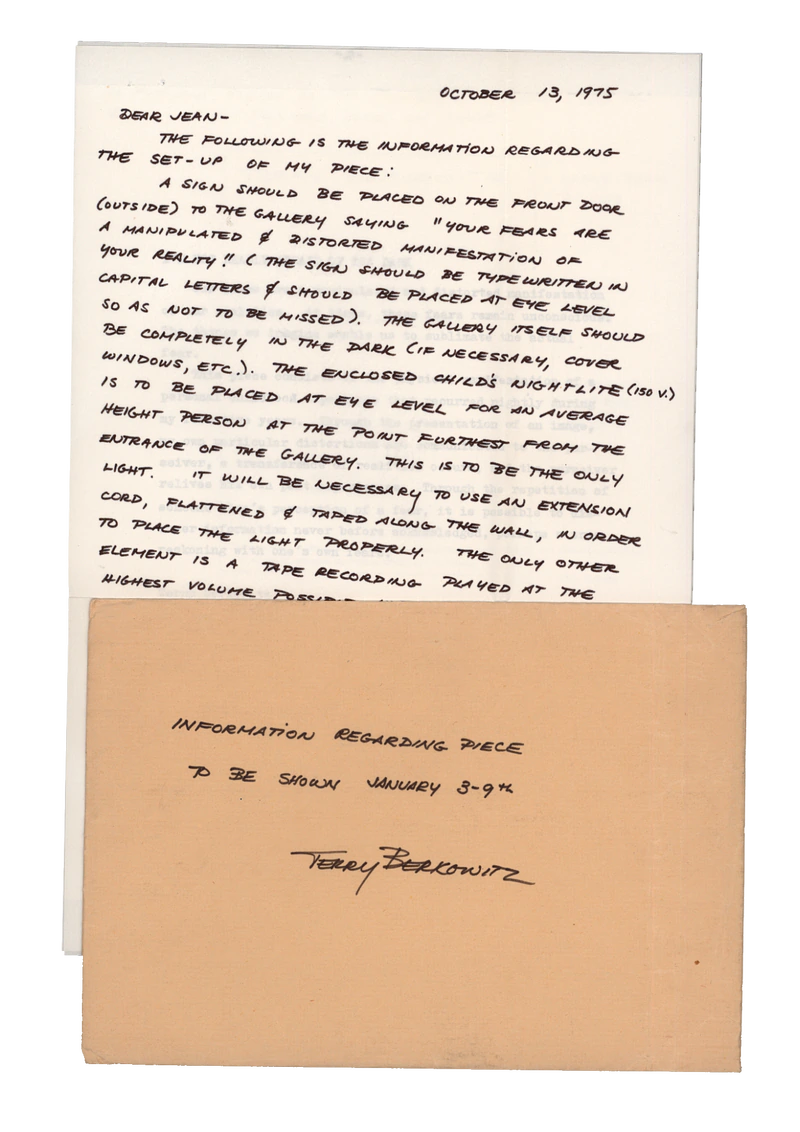TERRY BERKOWITZ I'M NOT REALLY AFRAID OF THE DARK 03.01 - 09.01.1976 — Sheet 1