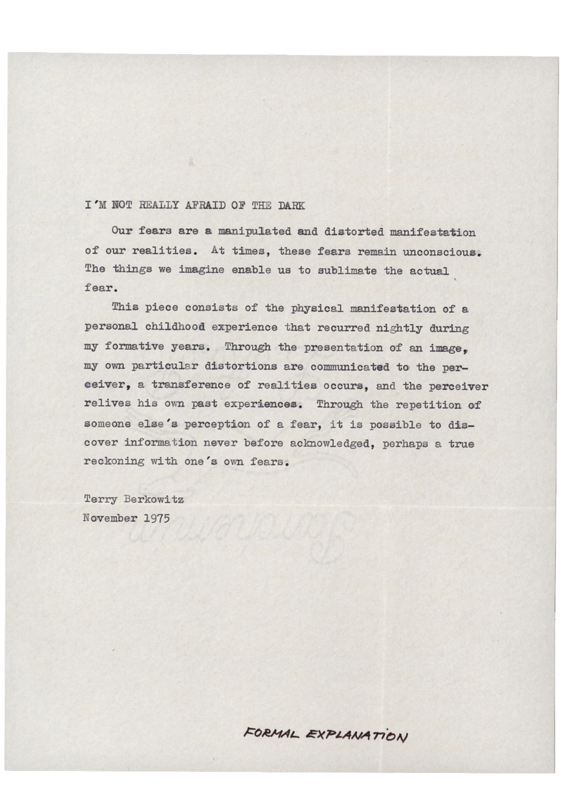 TERRY BERKOWITZ I'M NOT REALLY AFRAID OF THE DARK 03.01 - 09.01.1976 — Sheet 2