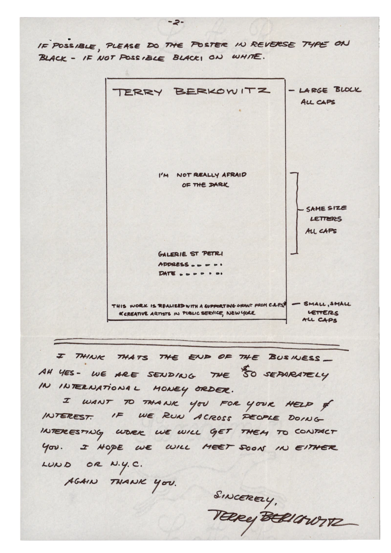 TERRY BERKOWITZ I'M NOT REALLY AFRAID OF THE DARK 03.01 - 09.01.1976 — Sheet 3