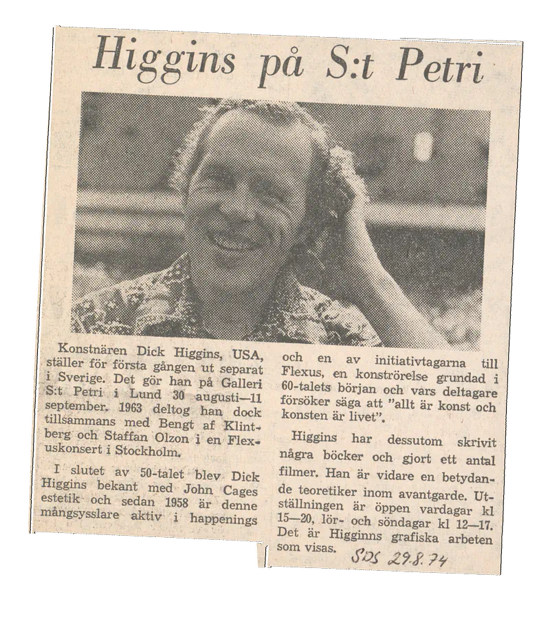 DICK HIGGINS 30.8-11.9.1974