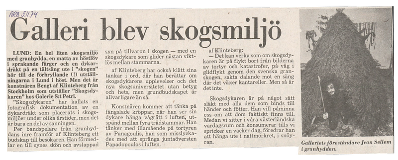 BENGT AF KLINTBERG Skogsdykaren (The Forest Diver) 26.10 -6.11.1974