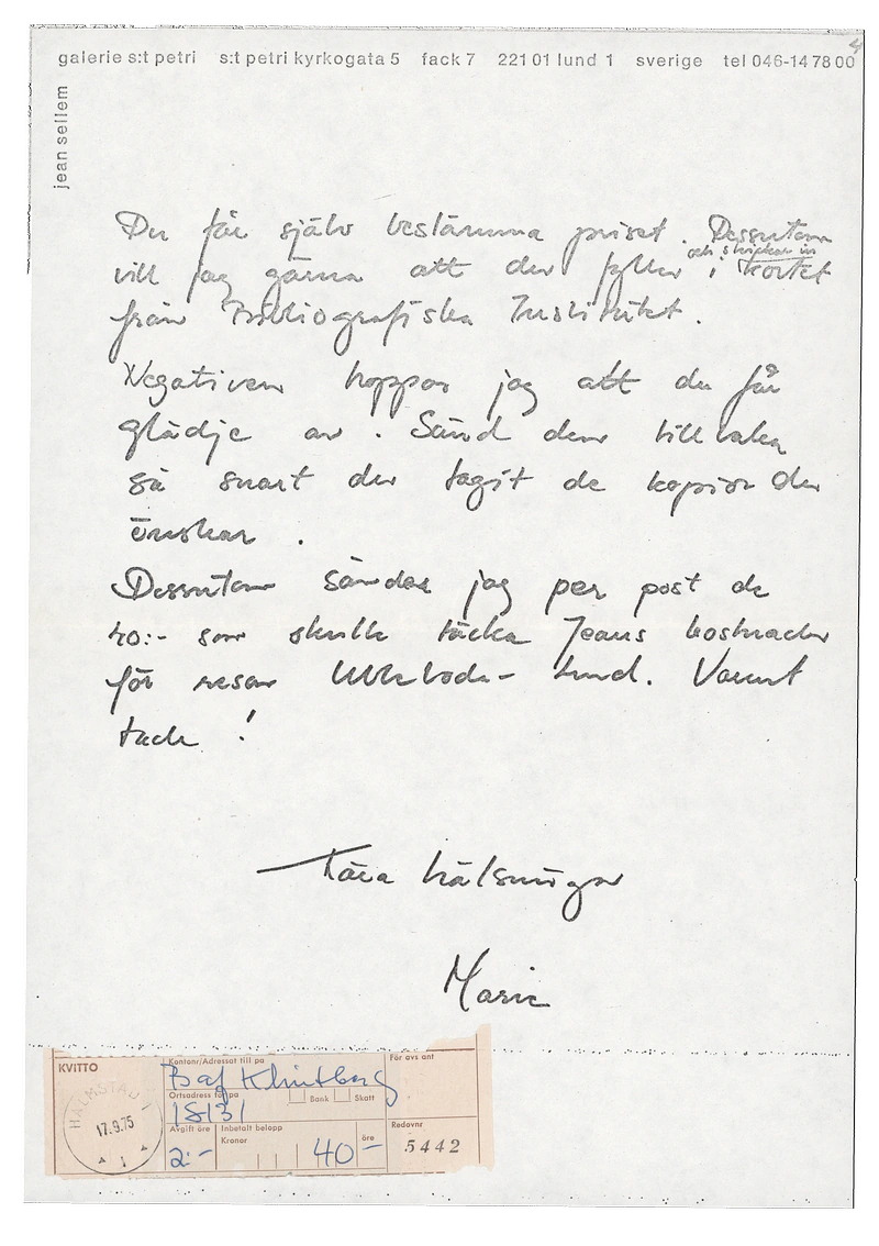 BENGT AF KLINTBERG Skogsdykaren (The Forest Diver) 26.10 -6.11.1974