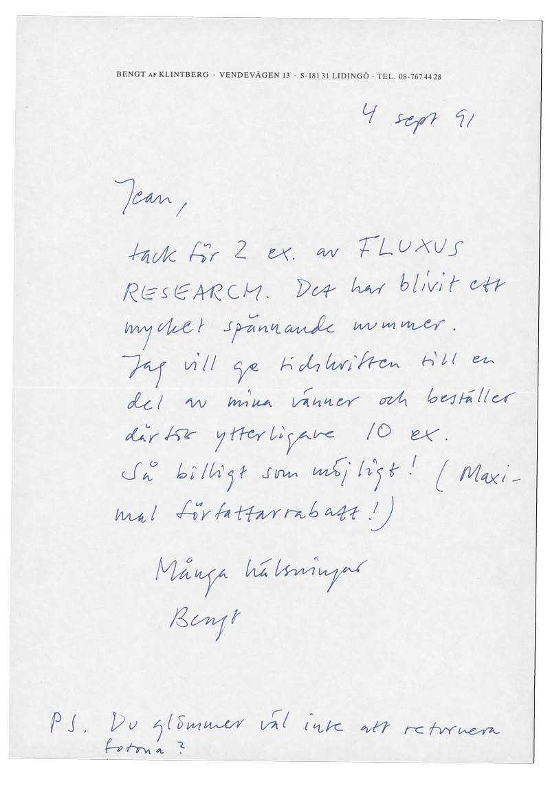 BENGT AF KLINTBERG Skogsdykaren (The Forest Diver) 26.10 -6.11.1974
