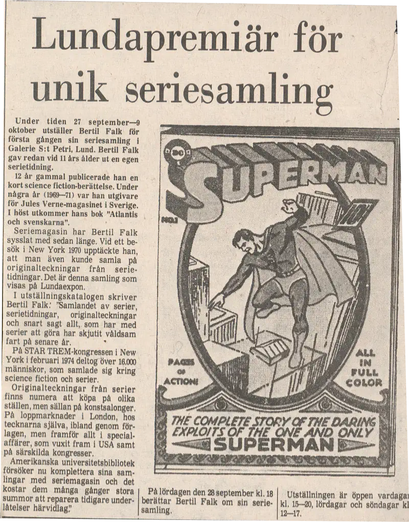 BERTIL FALK COMIC COLLECTION 27.09 - 09.10.1974