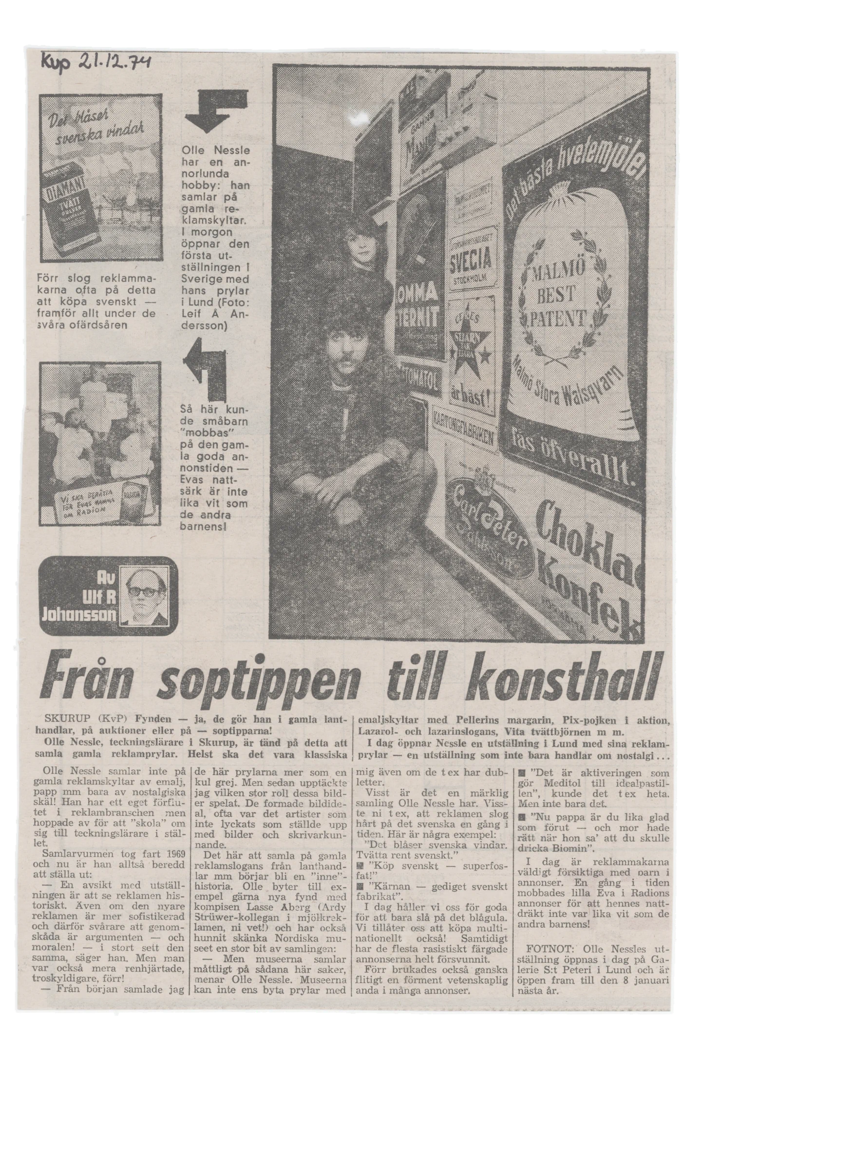 OLLE NESSLE GAMLA REKLAMGREJER 21.12.1974-08.01.1975